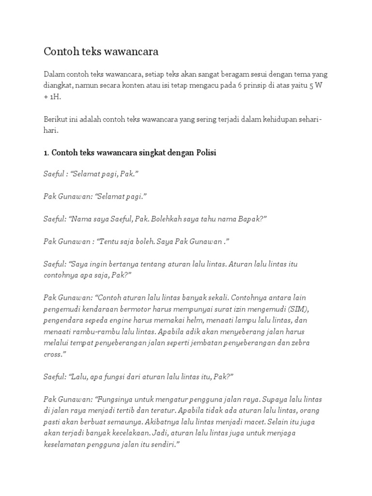 Contoh Teks Wawancara Singkat Dengan Polisi