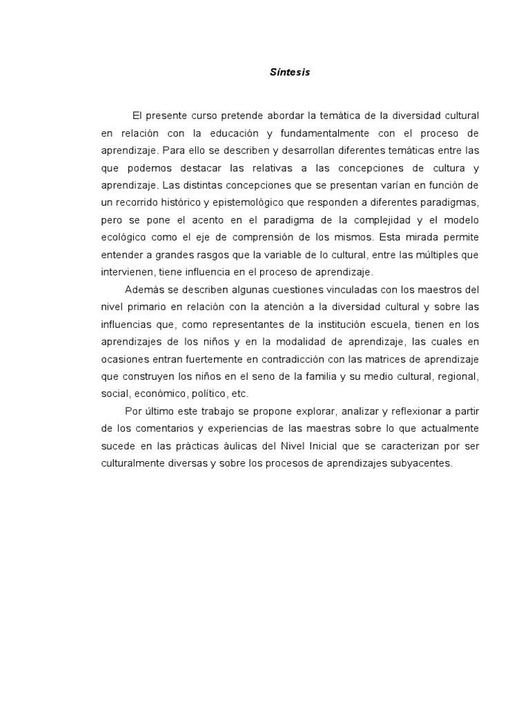 Diversidad Cultural y Aprendizaje en Educación | PDF | Diversidad ...