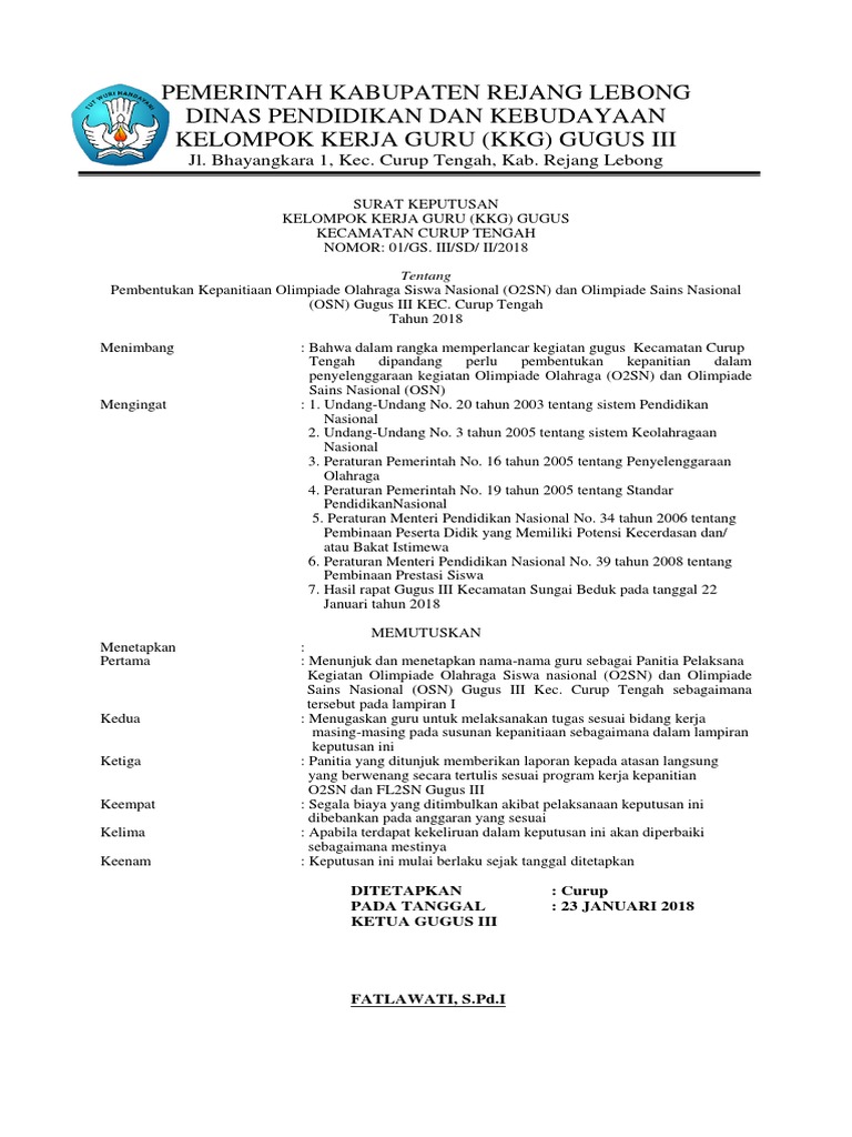 Contoh Sk Panitia Lomba - Tugas Sekolah