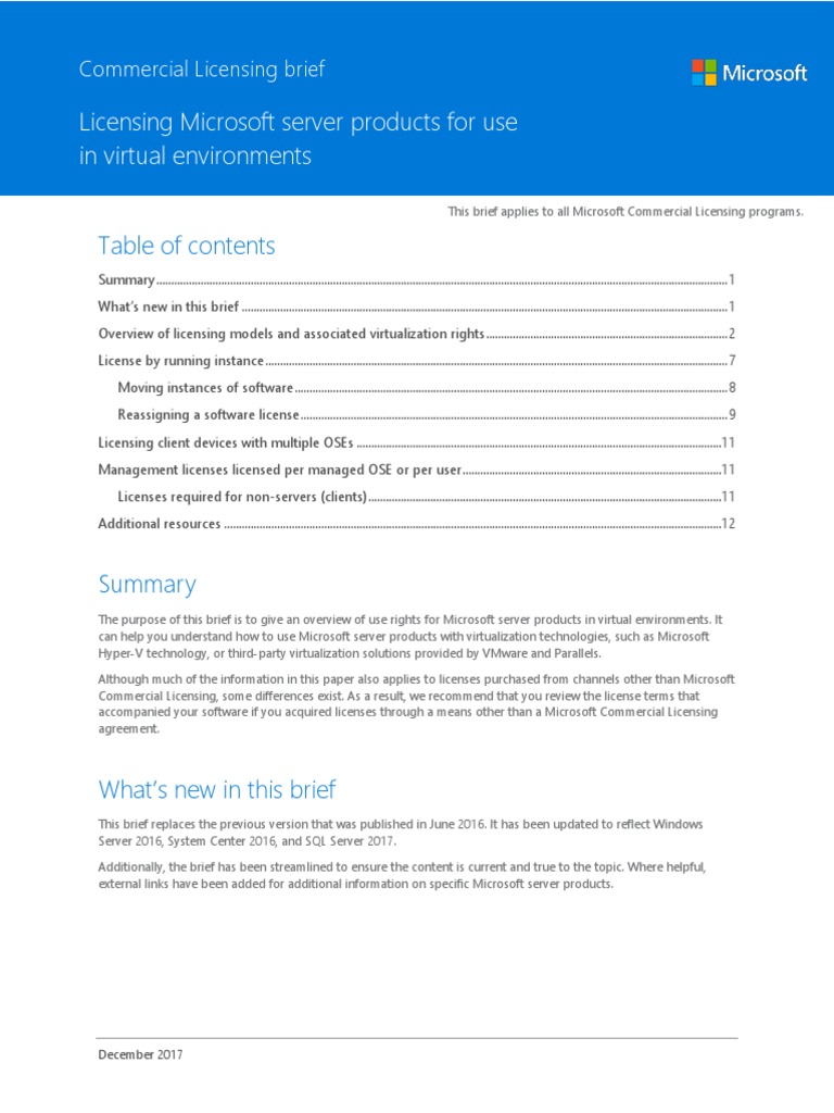 Licensing Microsoft Server Products For Use in Virtual Environments ...