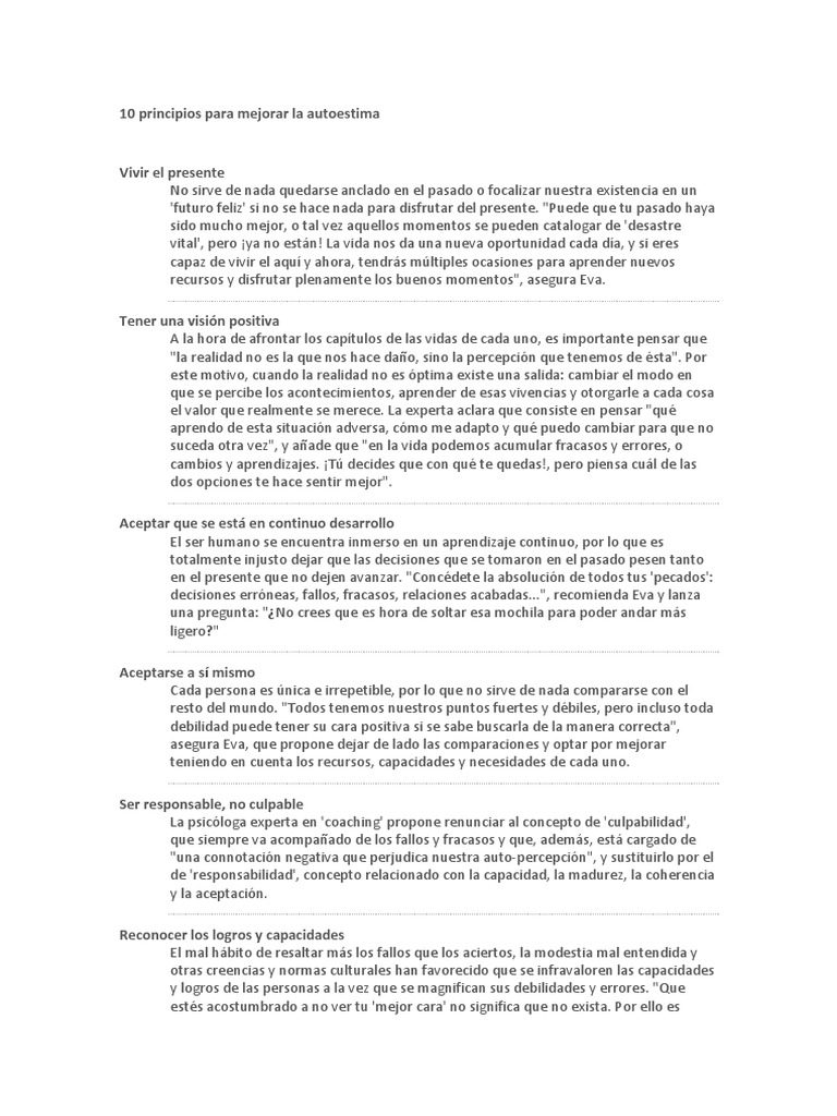 Mejora tu Autoestima en 10 Pasos | PDF | Toma de decisiones | Aprendizaje
