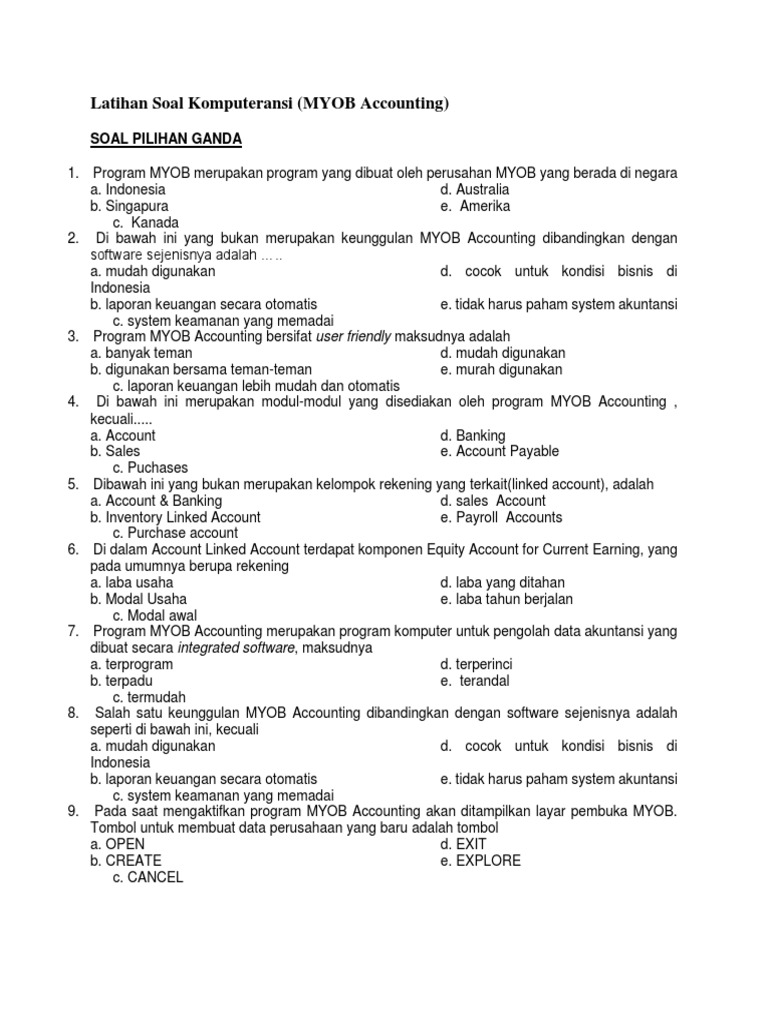 Contoh Soal Essay Myob Beserta Jawabannya Ilmu Siswa