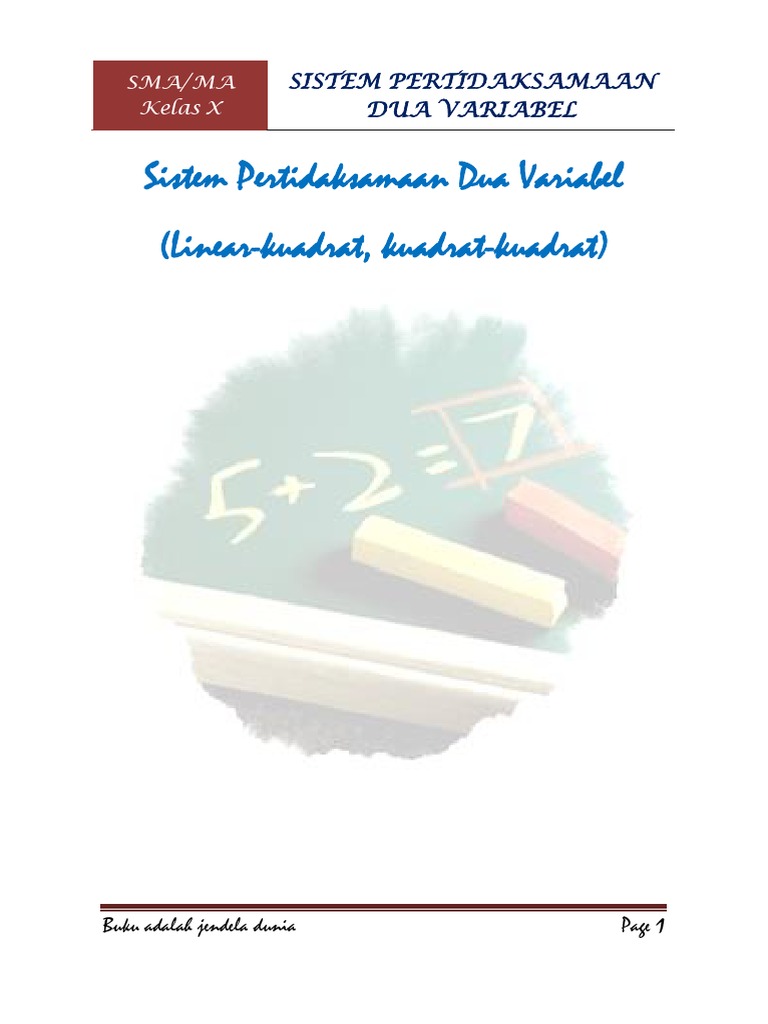 Contoh Soal Sistem Pertidaksamaan Kuadrat Dua Variabel