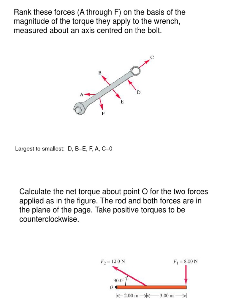 Ranking Torque Magnitudes for Forces | PDF