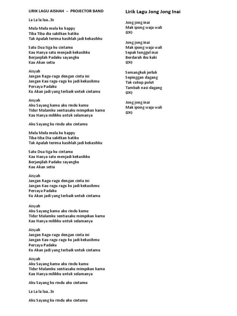 Lirik Lagu Aishah  PDF