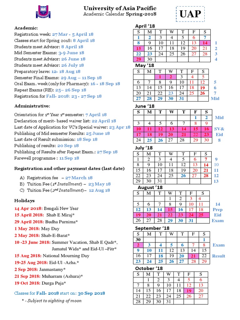 Academic Calendar Spring 2018 FINAL | PDF | Academic Term | Educational