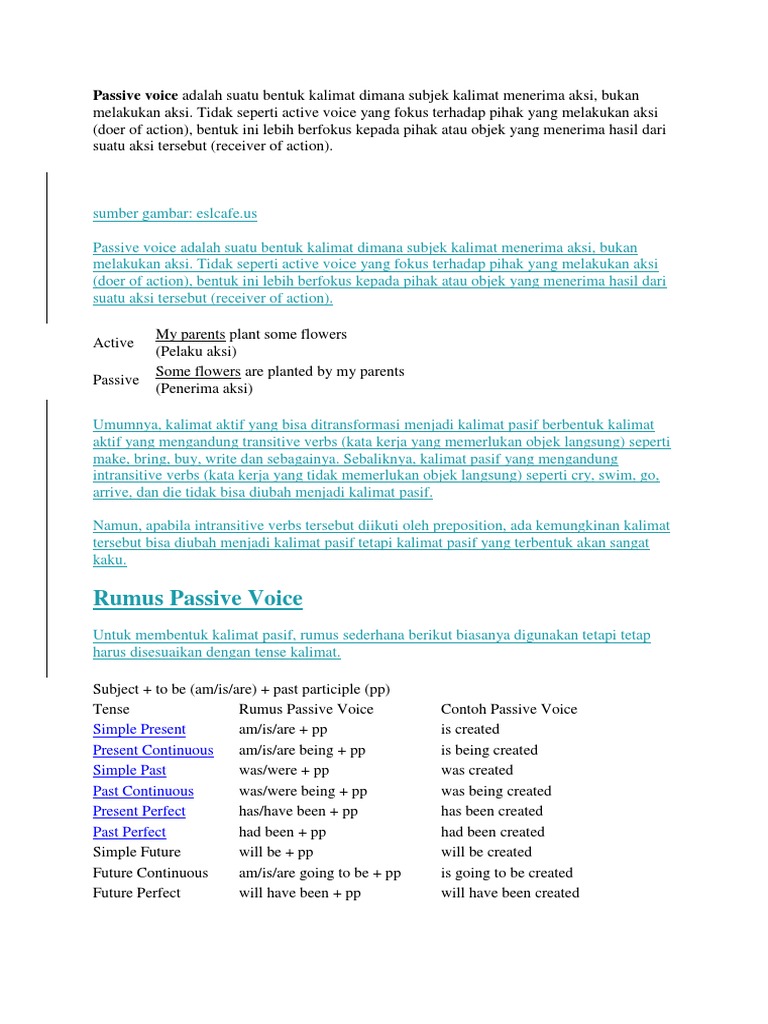 Contoh Paragraf Yang Mengandung Passive Voice Barisan Contoh