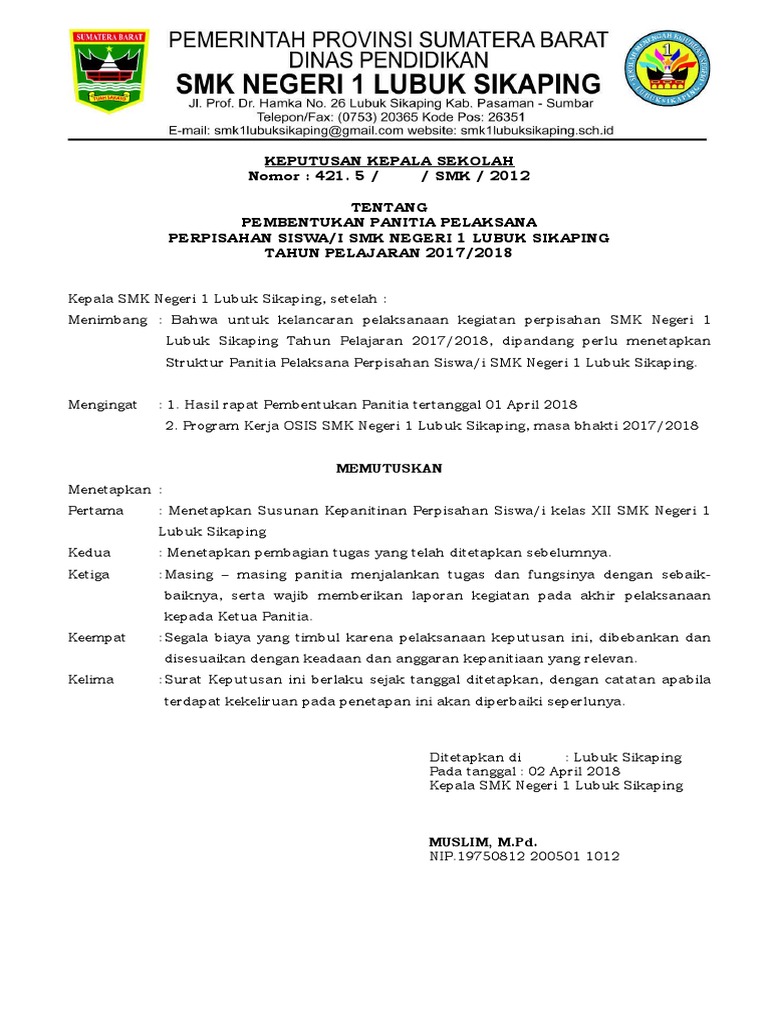 SK Panitia Perpisahan | PDF