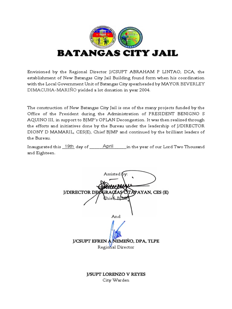 New Batangas City Jail Establishment | PDF