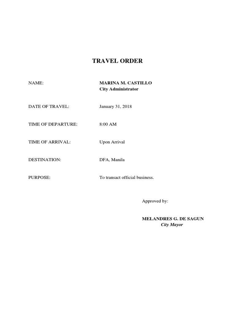 Travel Order | PDF
