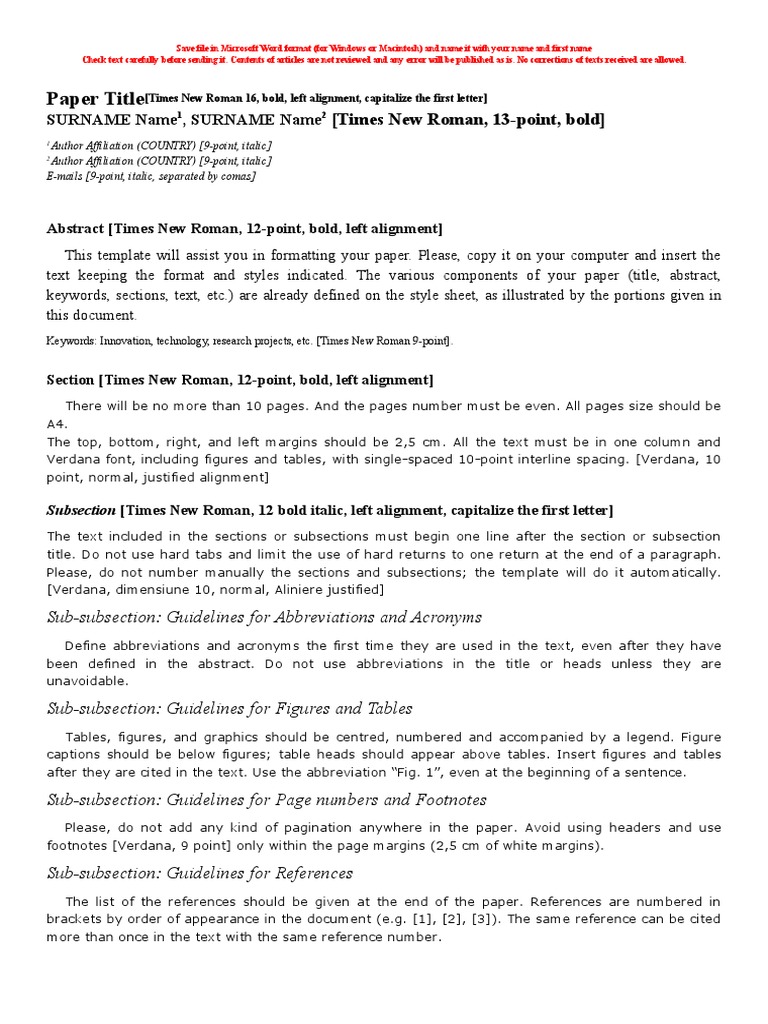Paper Title: (Times New Roman, 13-Point, Bold) | PDF | Times New Roman ...