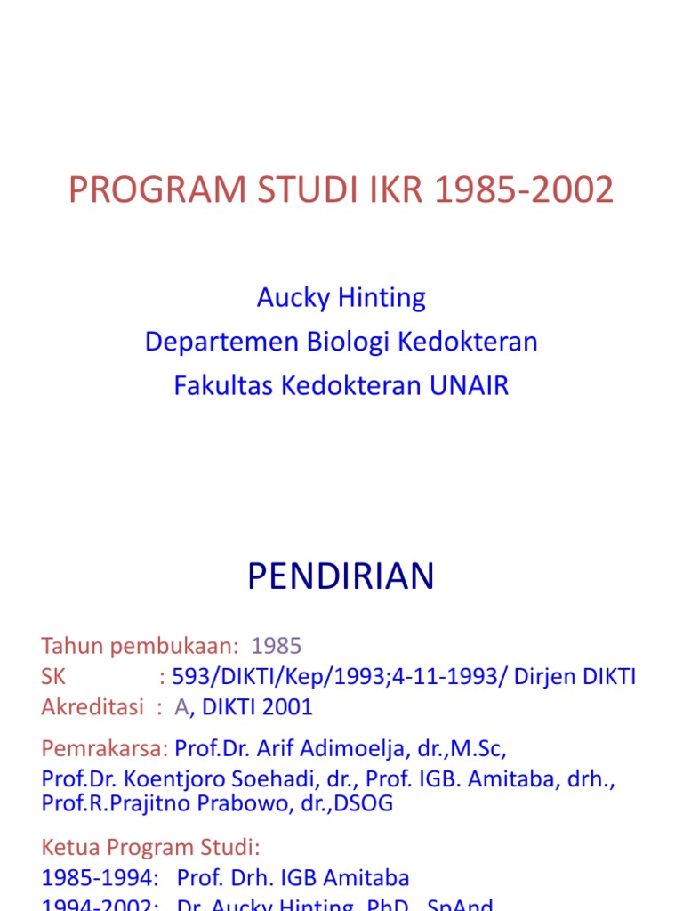 Sejarah Program Studi IKR UNAIR | PDF