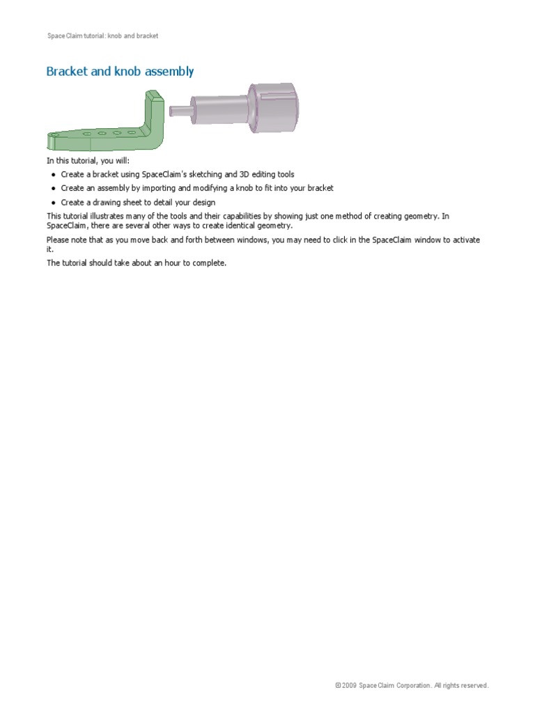 Space Claim Knob Bracket Tutorial | PDF | Double Click | Menu (Computing)