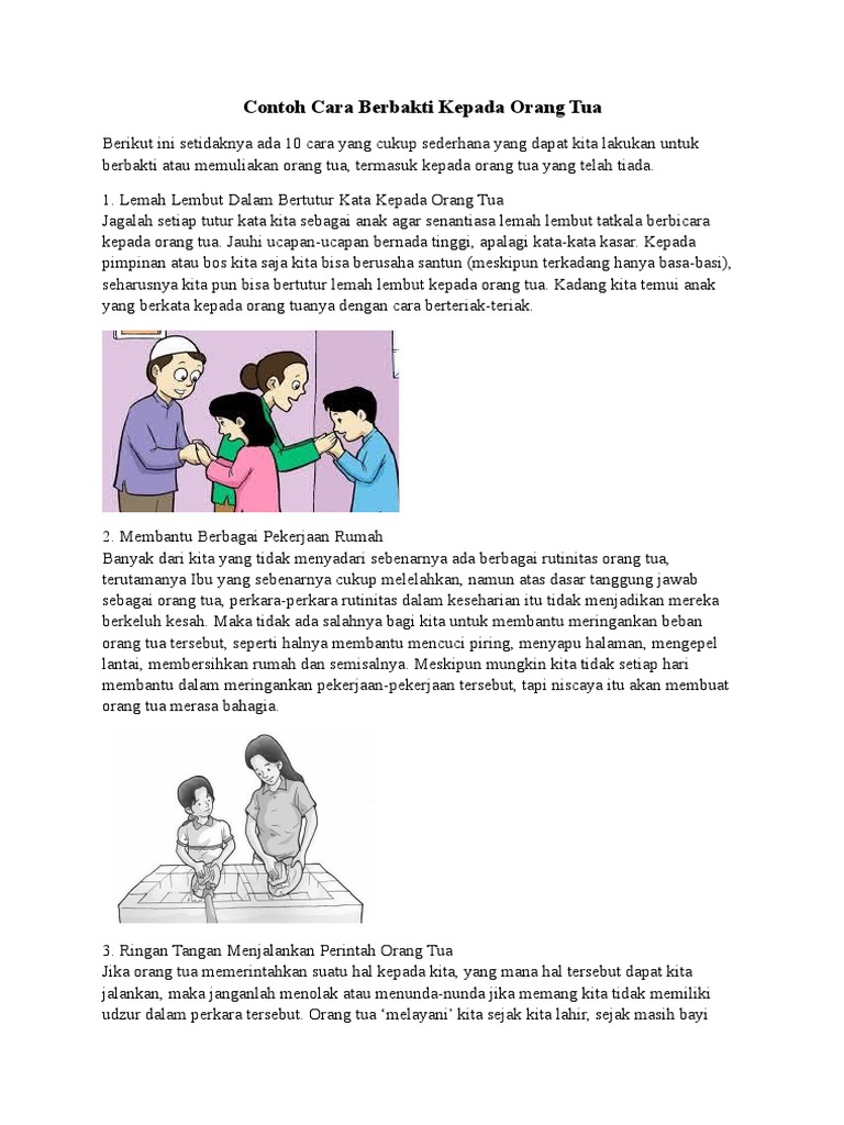 10 Contoh Cara Berbakti Kepada Orang Tua PDF