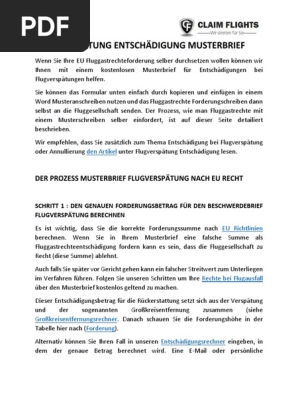 Kostenlos Flugverspatung Entschadigung Musterbrief Pdf