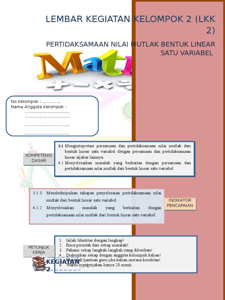 Lkk 2 Pertidaksamaan Nilai Mutlak Pertemuan 2 Fix