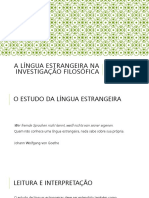 A Investigação Filosófica e a Língua Estrangeira