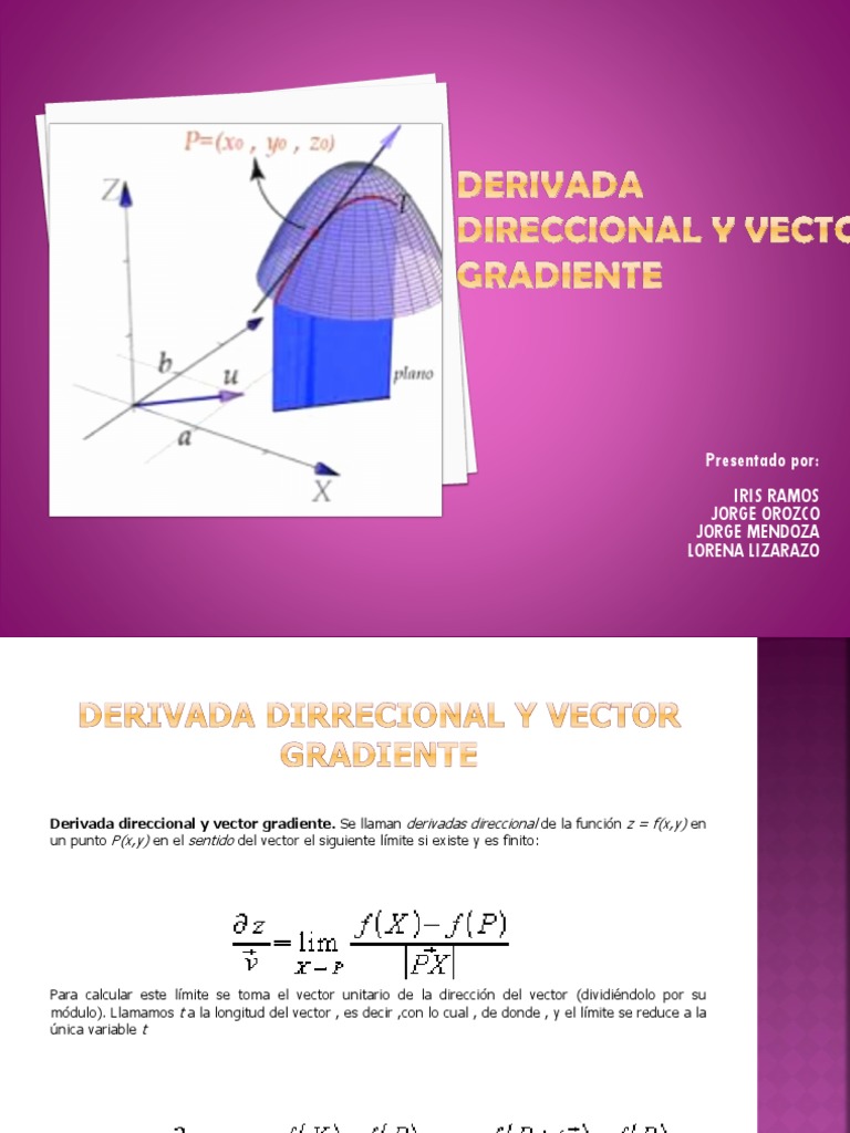 Derivadas Direccionales y Gradiente en Funciones | PDF