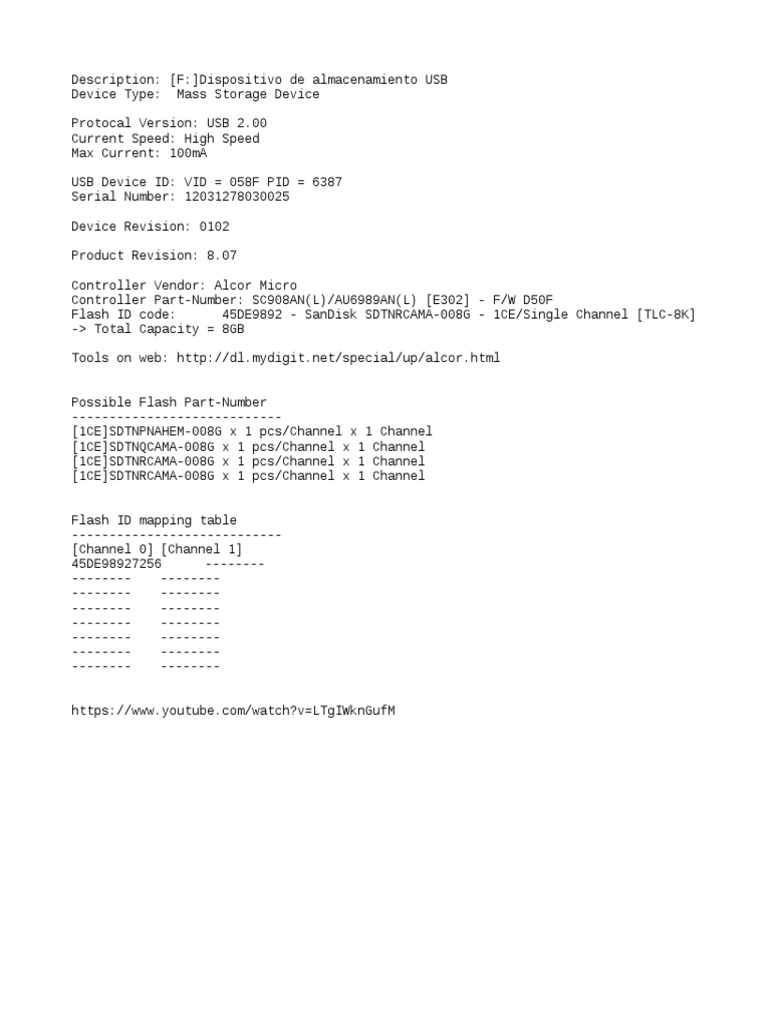 Alcor Micro USB 2.0 Storage Specs | PDF
