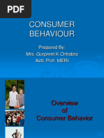 Consumer Behaviour: Prepared By: Mrs. Gurpreet K Chhabra Astt. Prof. MERI