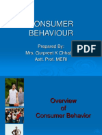 Consumer Behaviour: Prepared By: Mrs. Gurpreet K Chhabra Astt. Prof. MERI