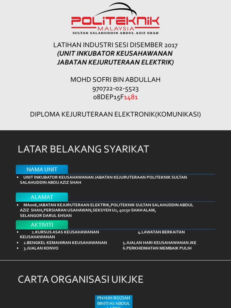 Presentation Latihan Industri Sofri Pdf