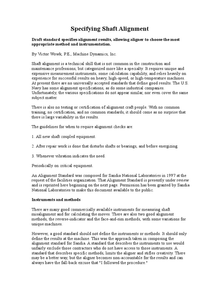 Shaft Alignment Standards Overview | PDF | Screw | Bearing (Mechanical)