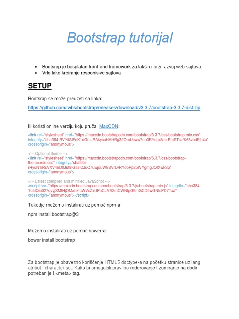 Bootstrap Tutorijal PDF | PDF