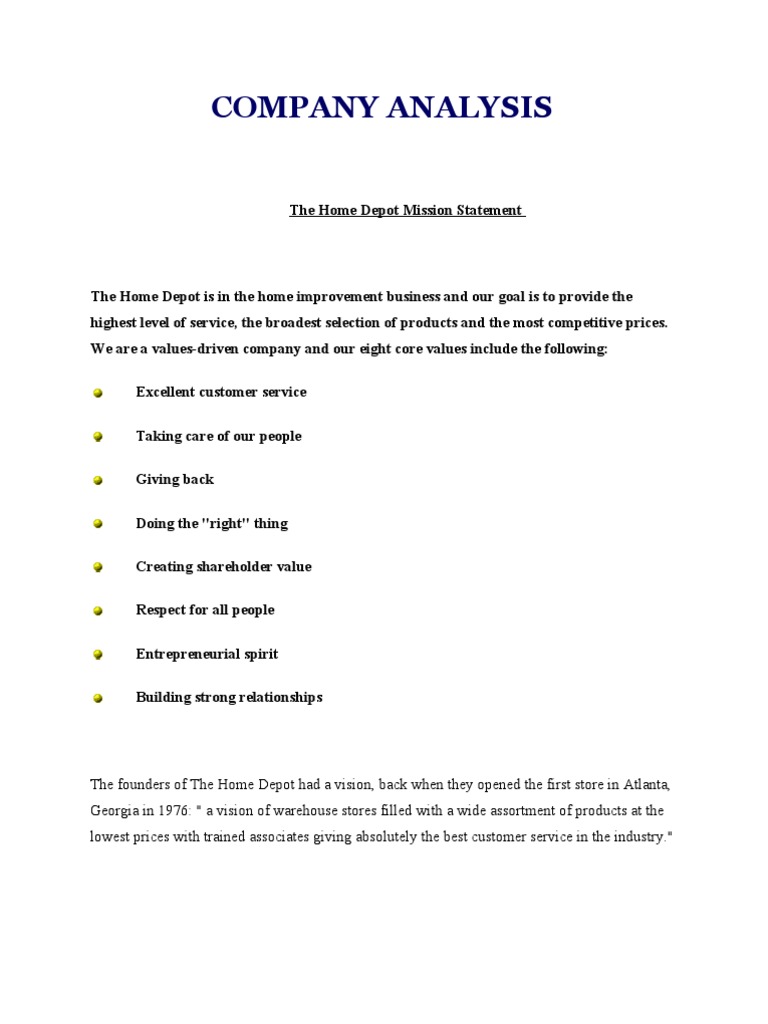 The Home Depot Inc. | Strategic Management | Investing