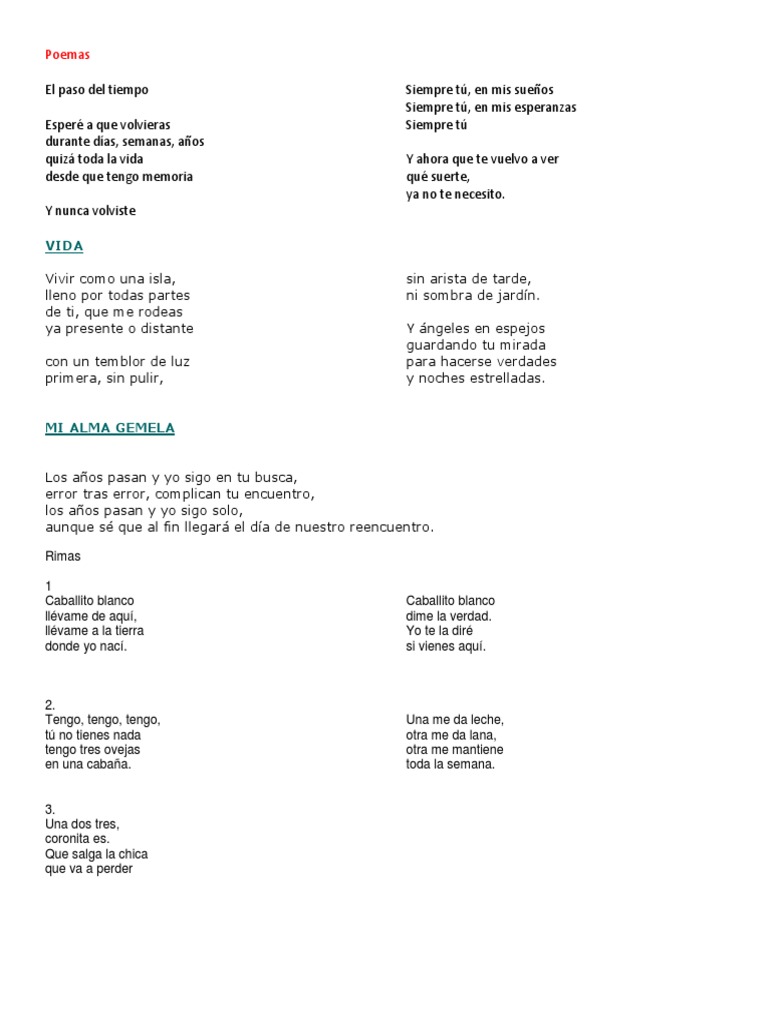 Poemas Rimas Canciones y Fabula | PDF | Ocio