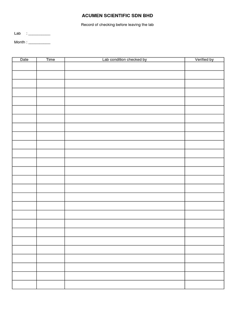 Lab Monitor Sheet | PDF