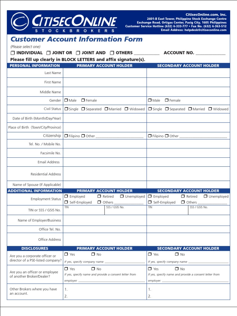 Investor Account Setup Form | PDF | Identity Document | Government