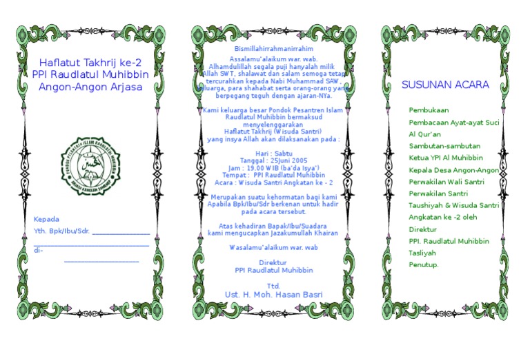 64 Contoh Undangan Wisuda Santri Gratis Terbaik