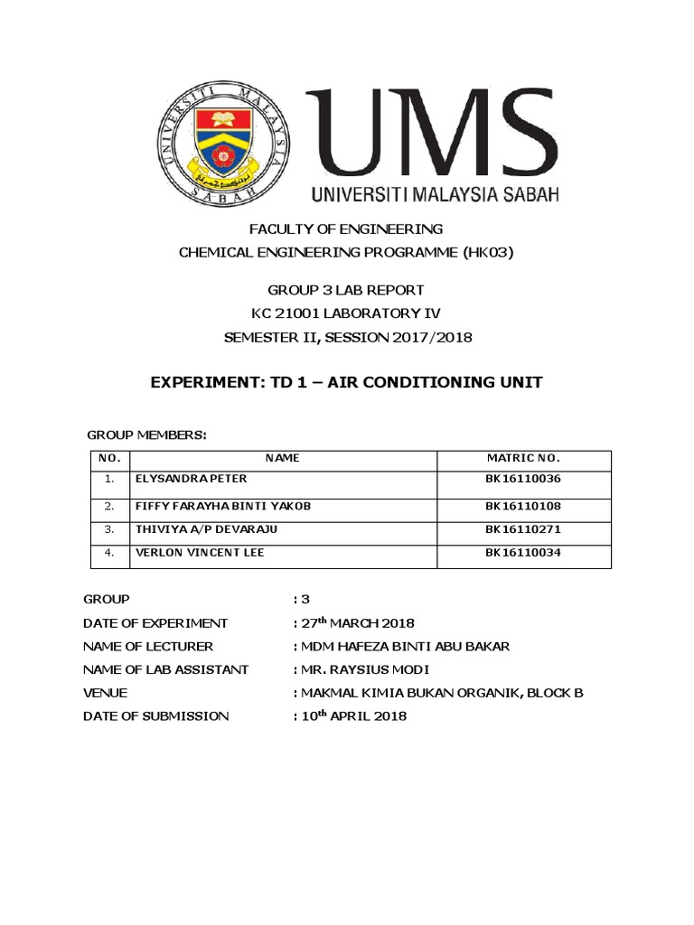 Air Conditioning Unit A660 Lab Report | PDF | Air Conditioning | Humidity