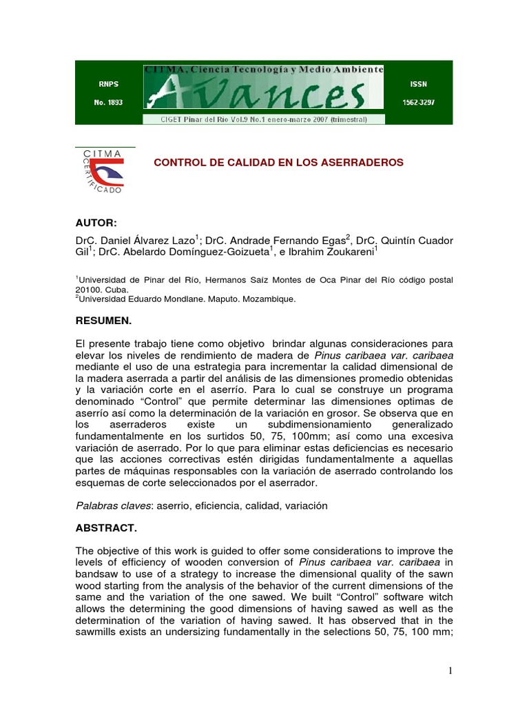 Mejora del Control de Calidad en Aserraderos | PDF | Aluminio | Madera
