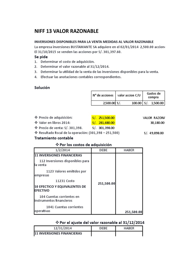 Inversiones Disponibles y Valor Razonable | PDF | Beneficio (economía ...