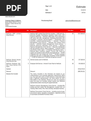 NetSuite Estimate 7097805