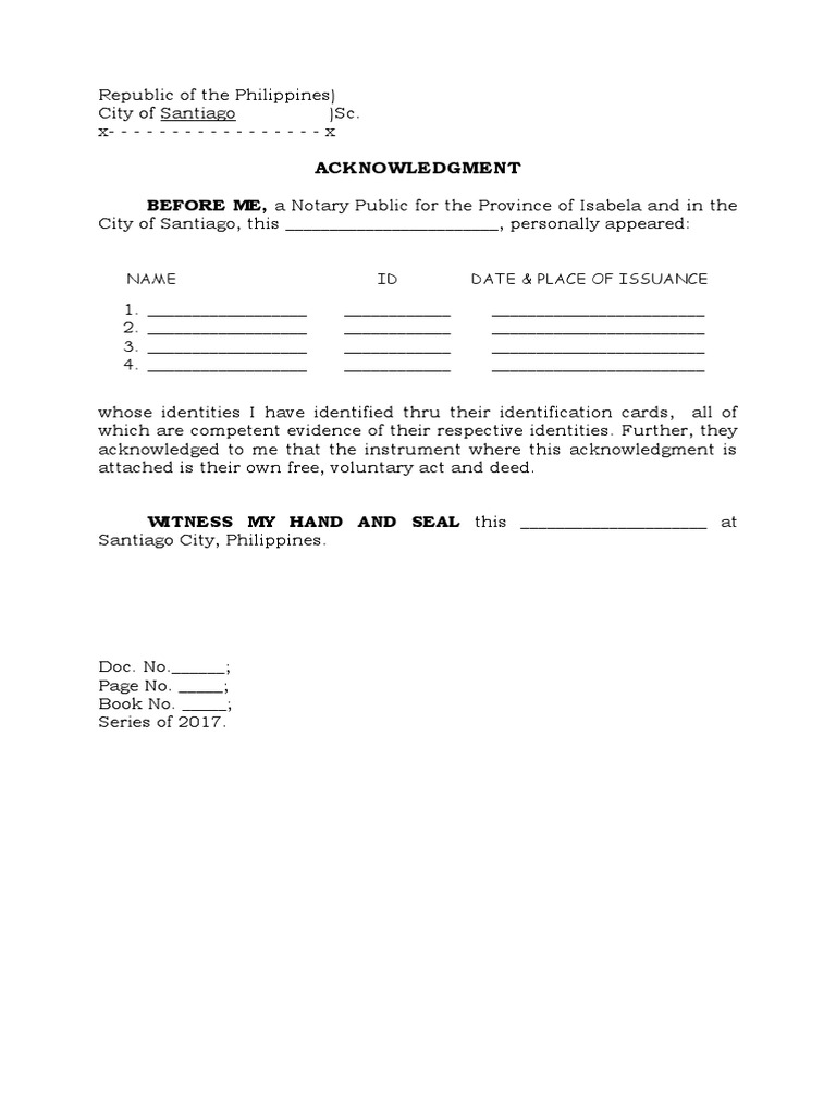 Notary Public Acknowledgment Sample | PDF | Law