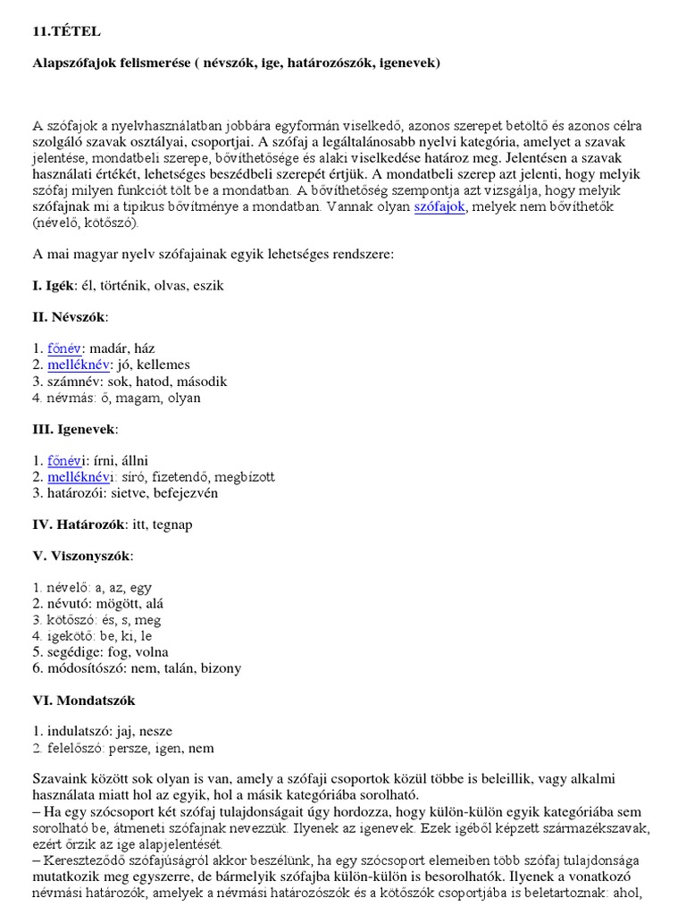 11 Tétel Apalszófajok Felismerése | PDF