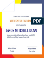 Winston Middle School Certificate for Jason Dunn
