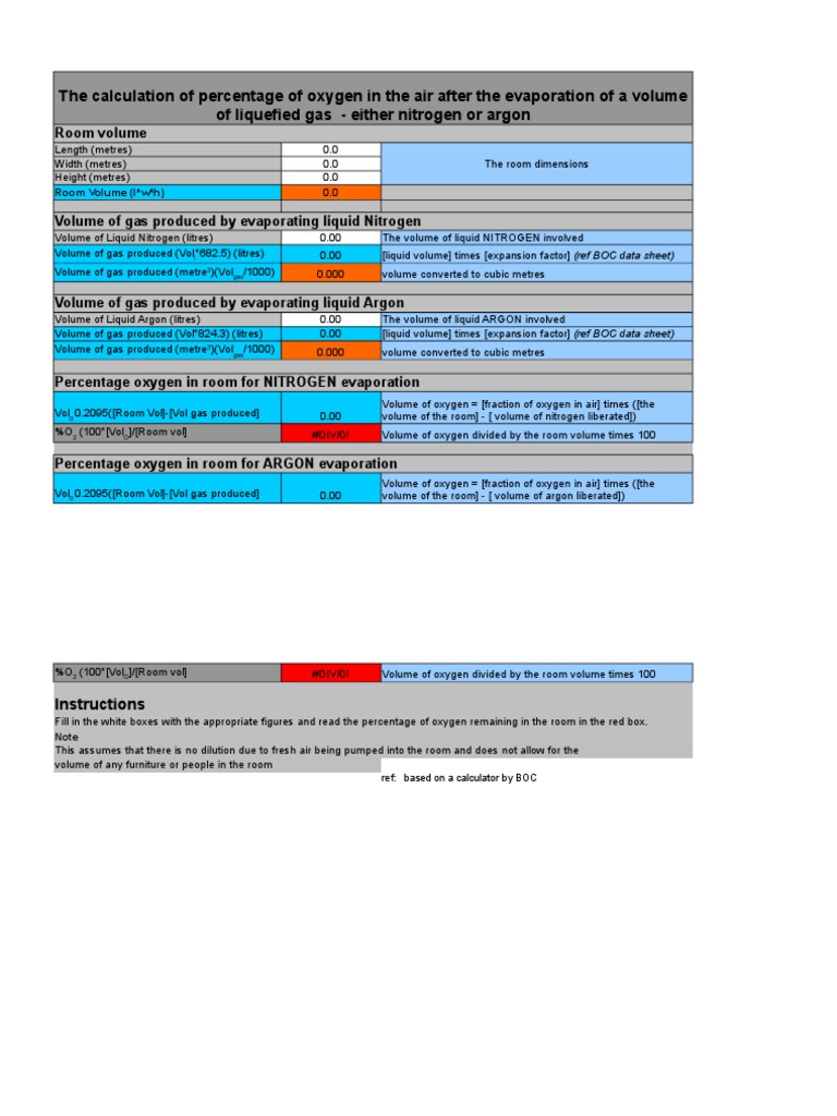 Oxygen Percentage Calculation Guide | PDF | Volume | Litre