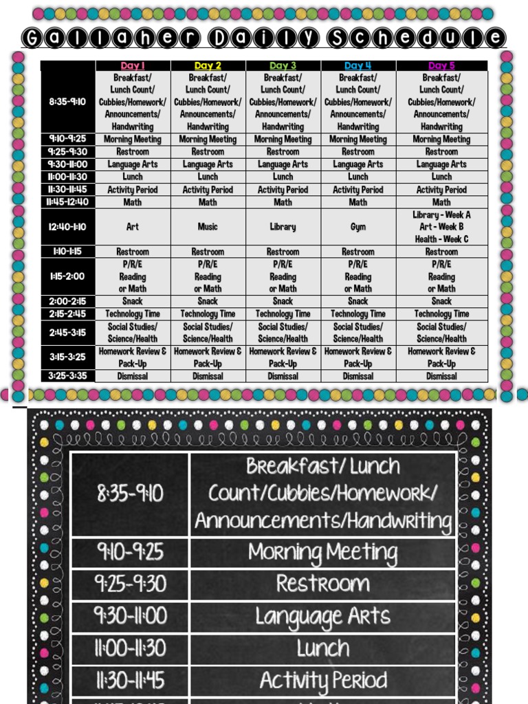 Daily Schedule | PDF | Language Arts & Discipline | Foreign Language ...