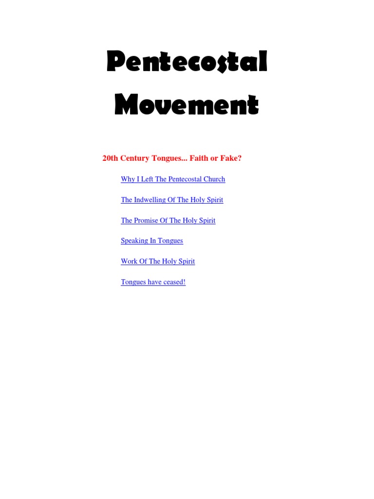Pentecostal Movement | PDF | Pentecostalism | John The Baptist