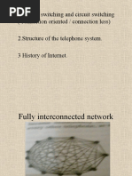 Packet Switching and Circuit Switching (Connection Oriented / Connection Less) 2.structure of The Telephone System. 3 History of Internet