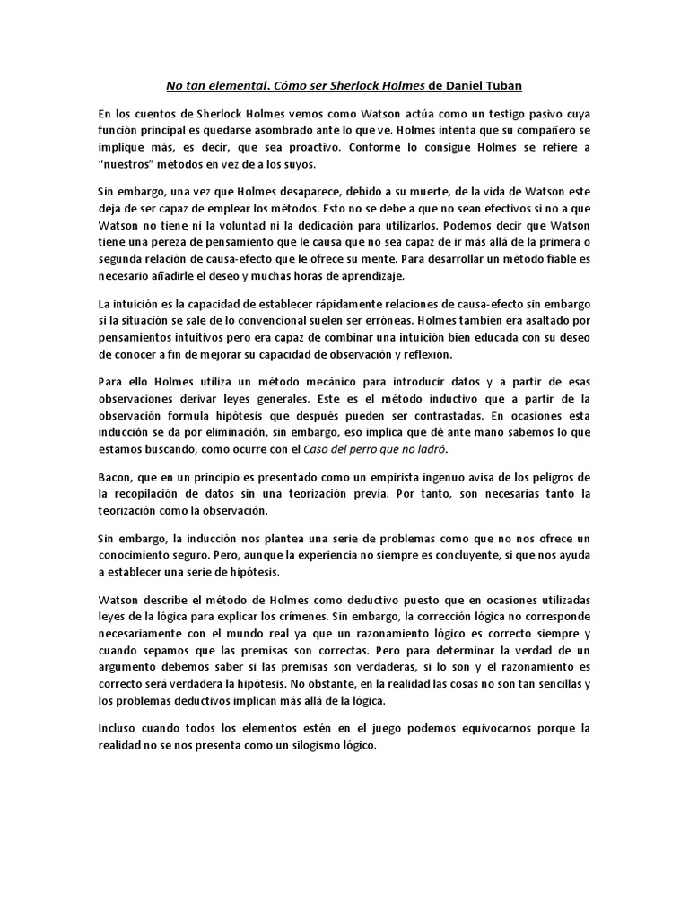 No Tan Elemental Cómo Ser Sherlock Holmes Pdf