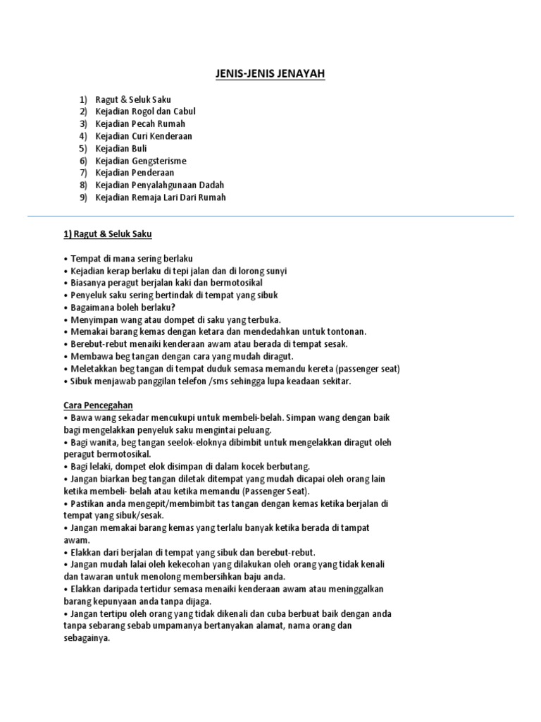 1 Jenis-Jenis Jenayah | PDF