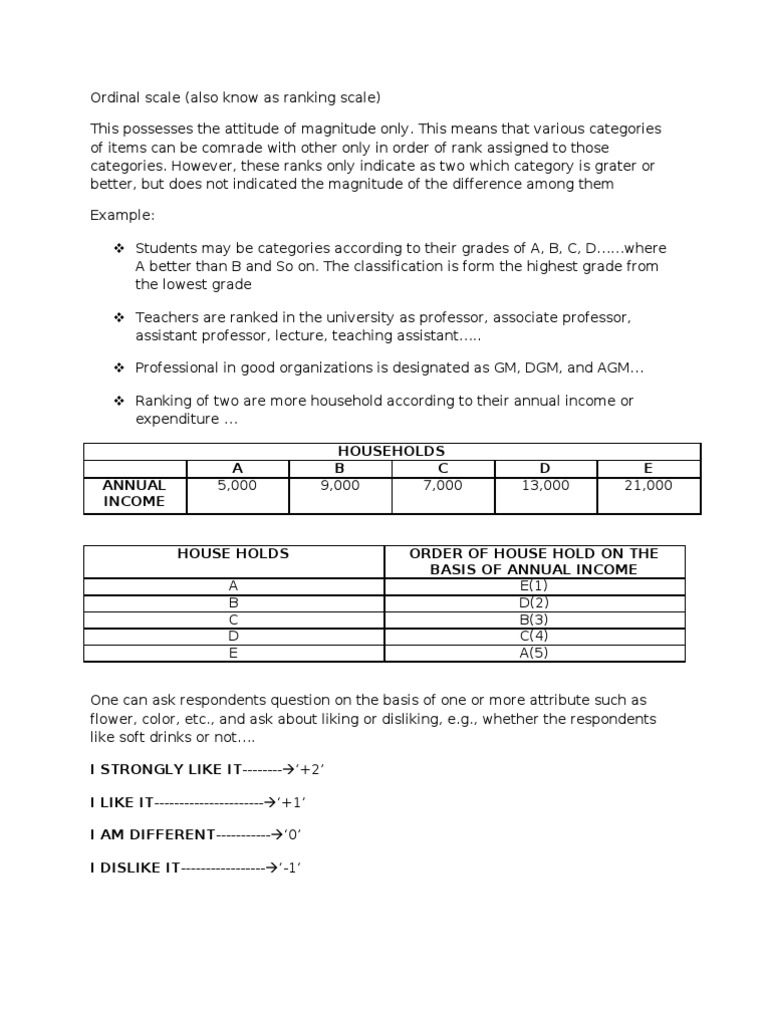 Understanding Ordinal Ranking Scales | PDF