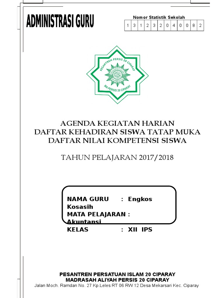Agenda Kegiatan Harian Daftar Kehadiran Siswa Tatap Muka