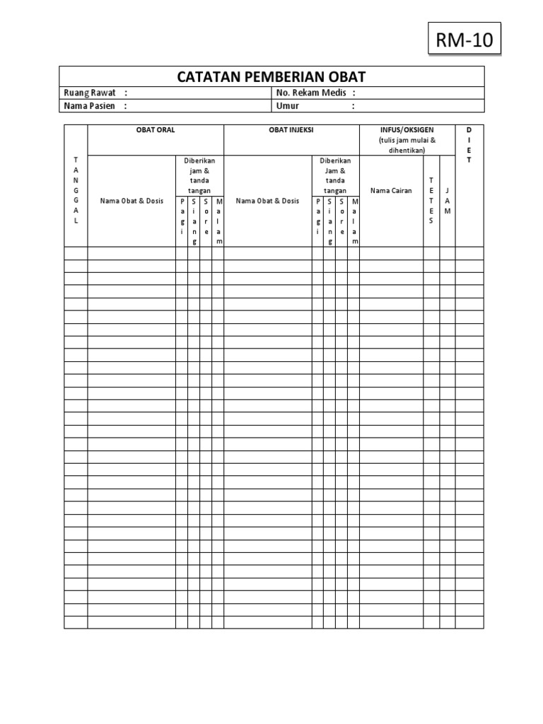 Rm-10 Catatan Pemberian Obat | PDF