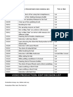 Video Production: Edit Decision List: F N N S D / T E